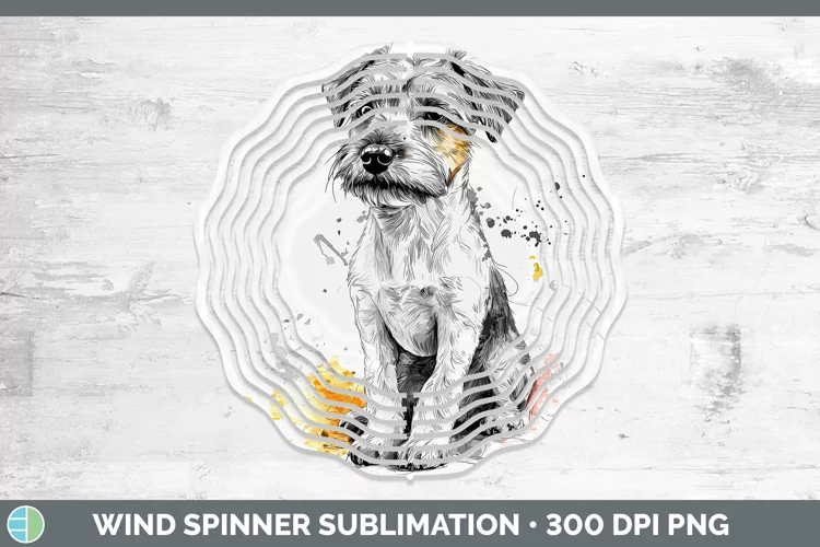 Watercolor Splash Fox Terrier Dog Wind Spinner Sublimation S