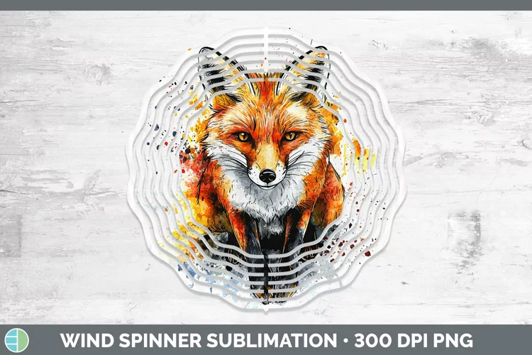 Watercolor Splash Fox Wind Spinner Sublimation Spinner Desig