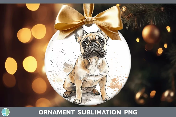 Watercolor Splash French Bulldog Ornament Sublimation Bauble