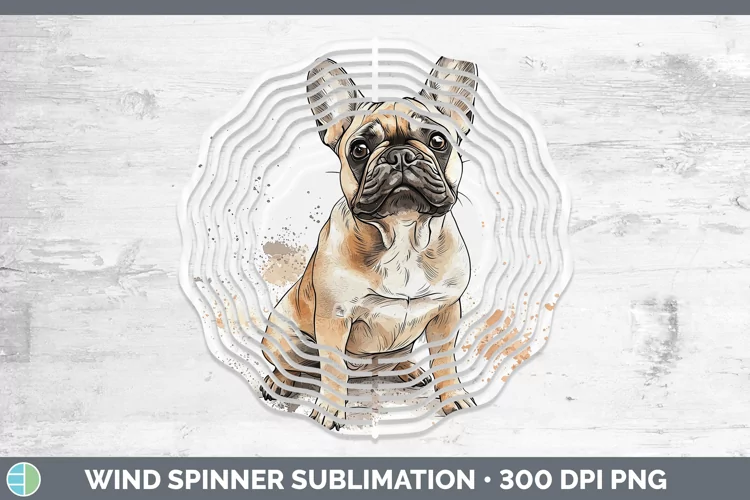 Watercolor Splash French Bulldog Wind Spinner Sublimation Sp