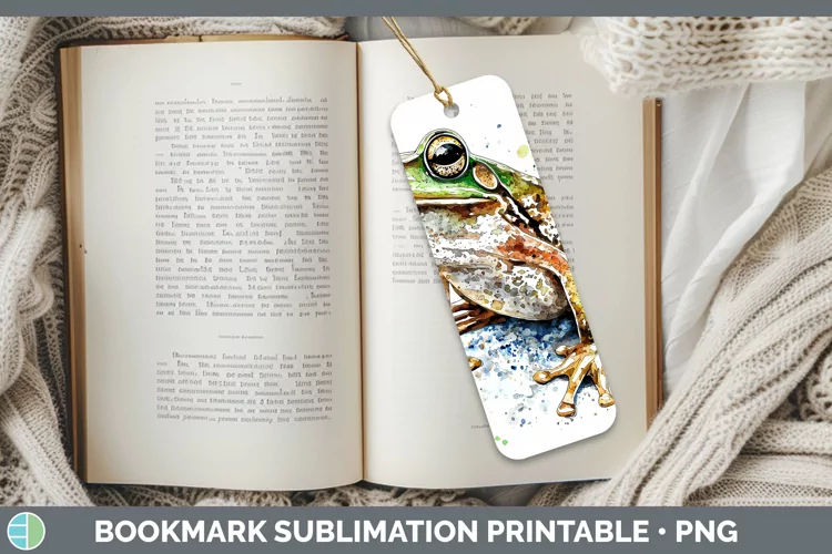 Watercolor Splash Frog Bookmark Sublimation Printable Design