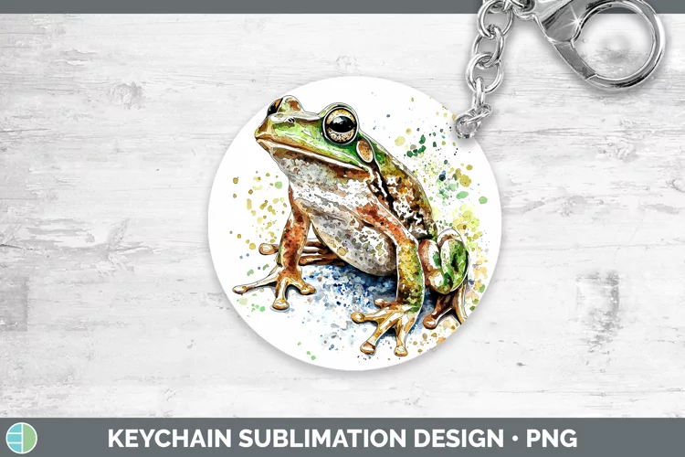 Watercolor Splash Frog Keychain Sublimation Keyring Designs