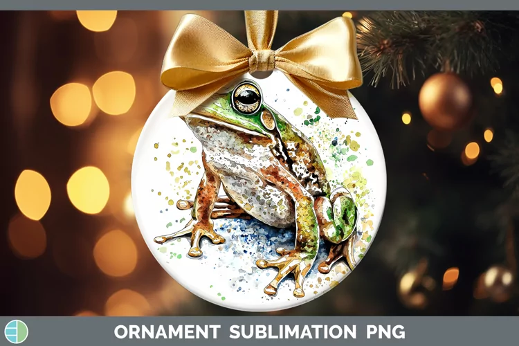Watercolor Splash Frog Ornament Sublimation Bauble Designs