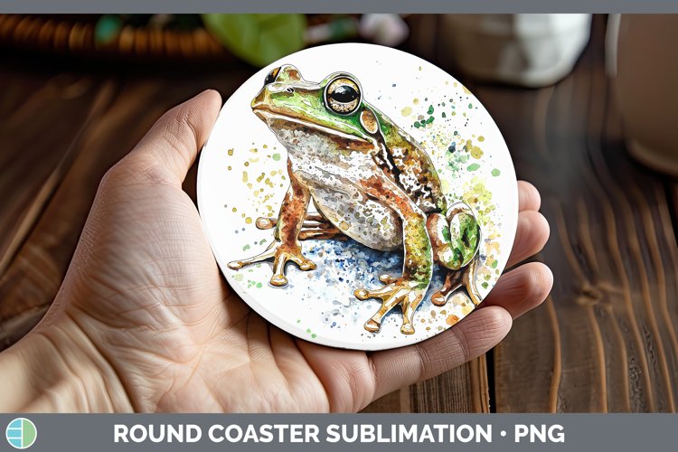 Watercolor Splash Frog Round Coaster Sublimation Coaster Des