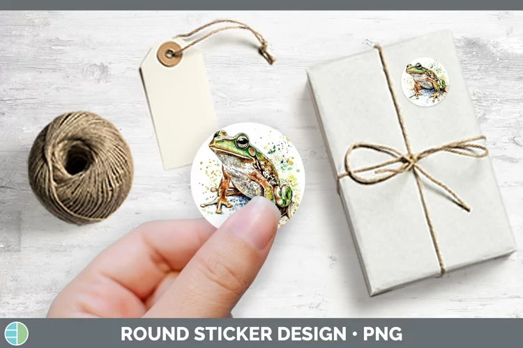 Watercolor Splash Frog Stickers | Round Labels Designs