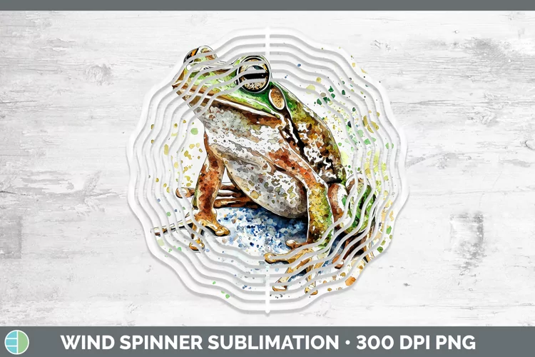 Watercolor Splash Frog Wind Spinner Sublimation Spinner Desi