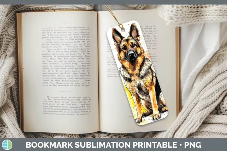 Watercolor Splash German Shepherd Bookmark Sublimation Print