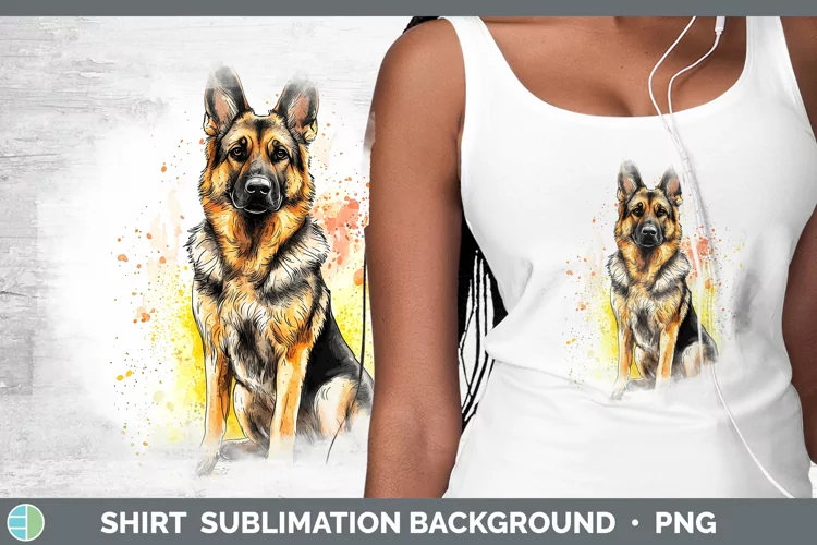 Watercolor Splash German Shepherd Shirt Sublimation Sublimat