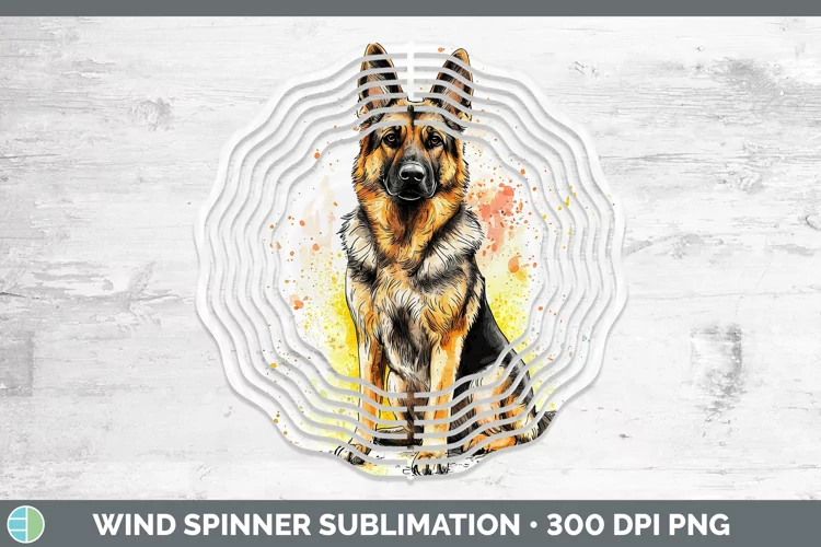 Watercolor Splash German Shepherd Wind Spinner Sublimation S