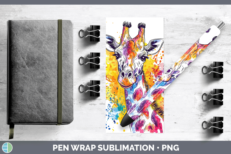 Watercolor Splash Giraffe Pen Wrap Sublimation Pen Designs