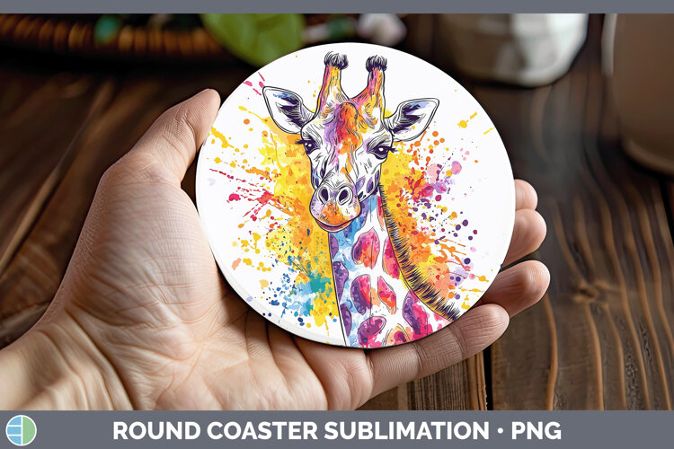 GorgeousWatercolor Splash Round Coaster design.