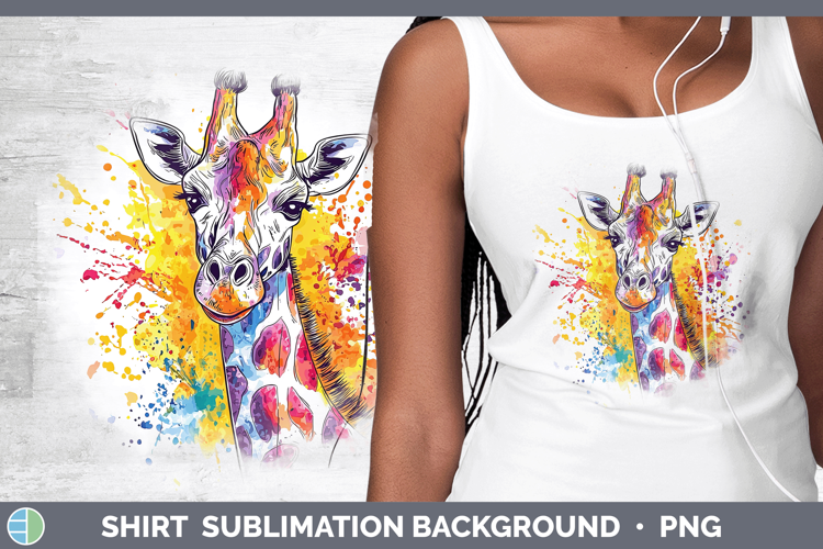 Watercolor Splash Giraffe Shirt Sublimation Sublimation Back