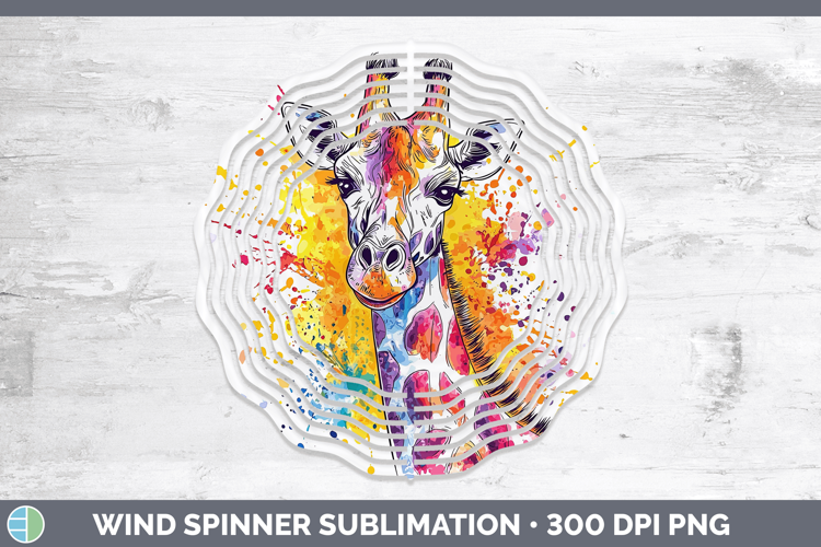 Watercolor Splash Giraffe Wind Spinner Sublimation Spinner D