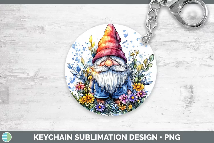 Watercolor Splash Gnome Keychain Sublimation Keyring Designs