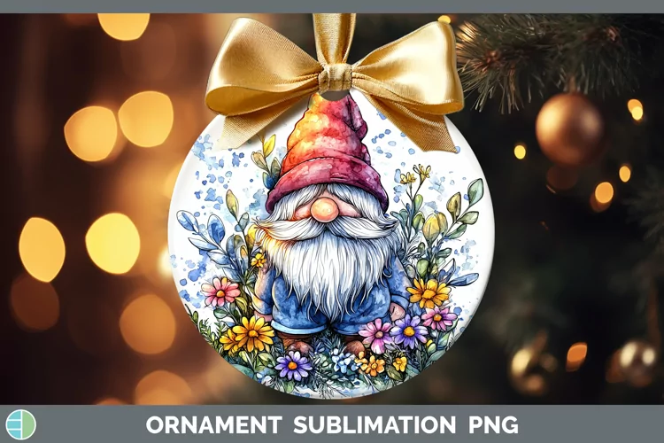 Watercolor Splash Gnome Ornament Sublimation Bauble Designs