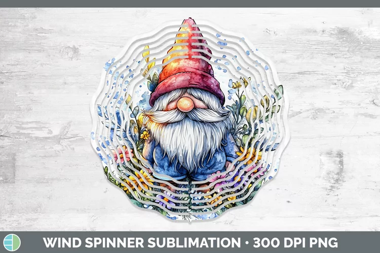 Watercolor Splash Gnome Wind Spinner Sublimation Spinner Des
