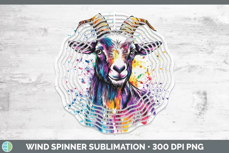 Watercolor Splash Goat Wind Spinner Sublimation Spinner Desi