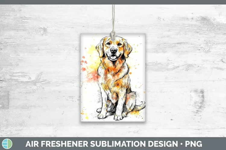 Watercolor Splash Golden Retriever Air Freshener Sublimation
