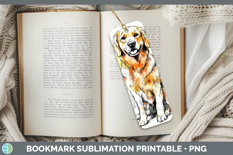 Watercolor Splash Golden Retriever Bookmark Sublimation Prin