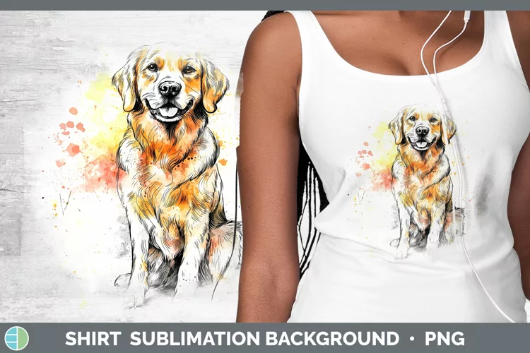 Watercolor Splash Golden Retriever Shirt Sublimation Sublima