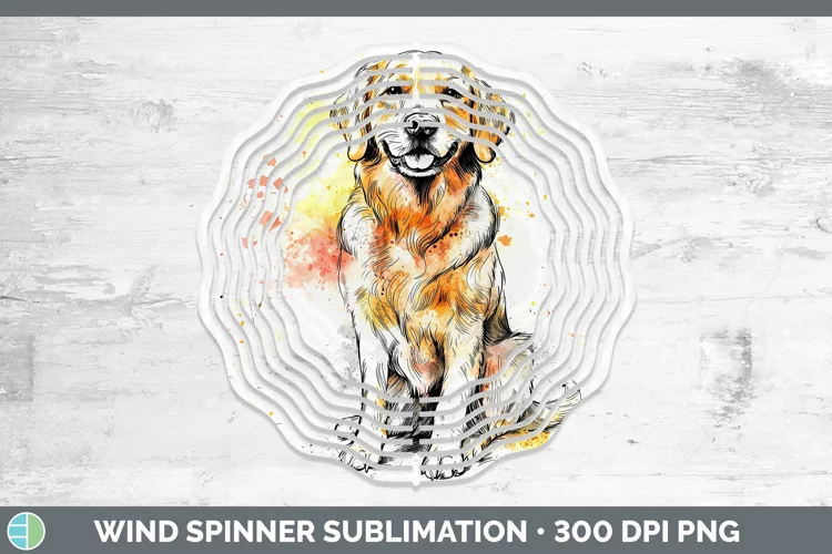 Watercolor Splash Golden Retriever Wind Spinner Sublimation