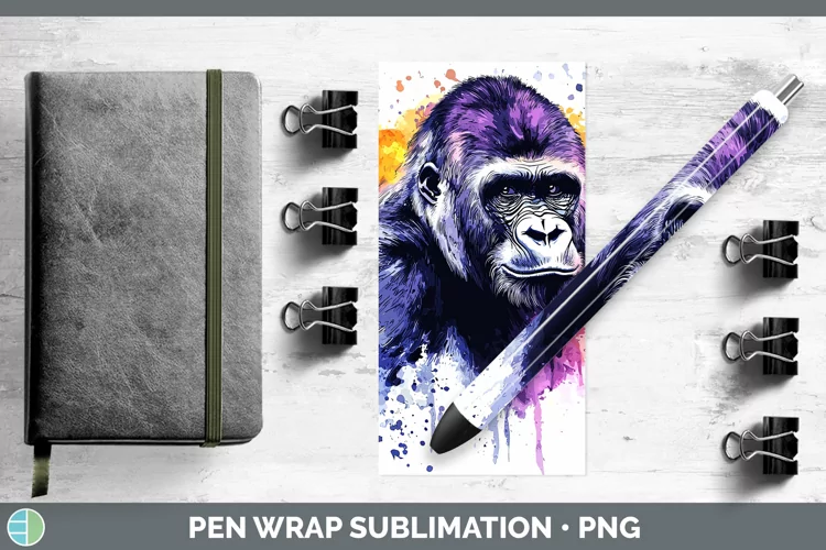 Watercolor Splash Gorilla Pen Wrap Sublimation Pen Designs