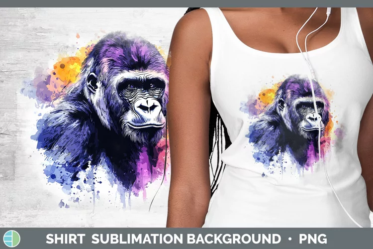 Watercolor Splash Gorilla Shirt Sublimation Sublimation Back