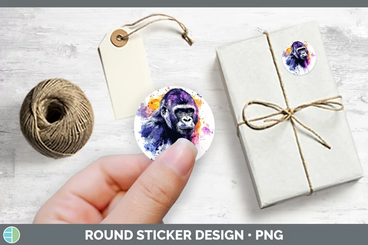 Watercolor Splash Gorilla Stickers | Round Labels Designs