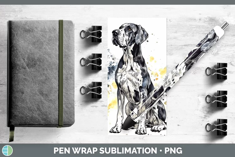 Watercolor Splash Great Dane Pen Wrap Sublimation Pen Design