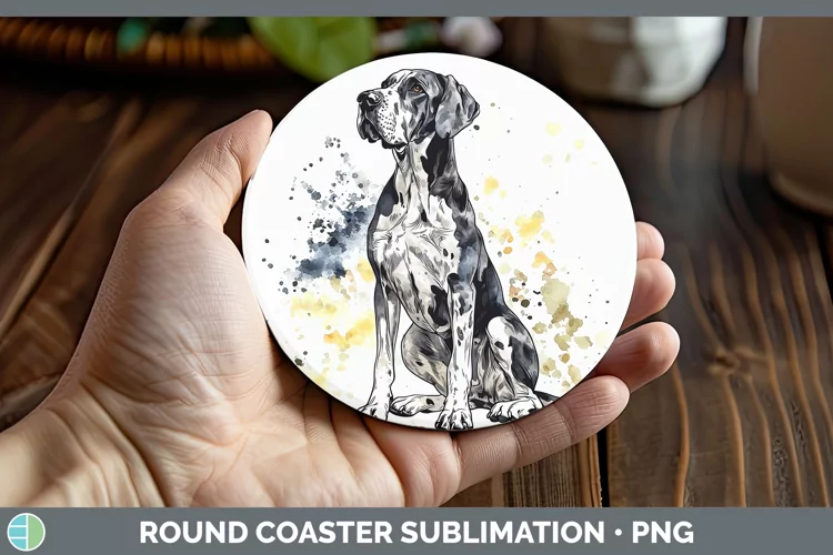 Watercolor Splash Great Dane Round Coaster Sublimation Coast