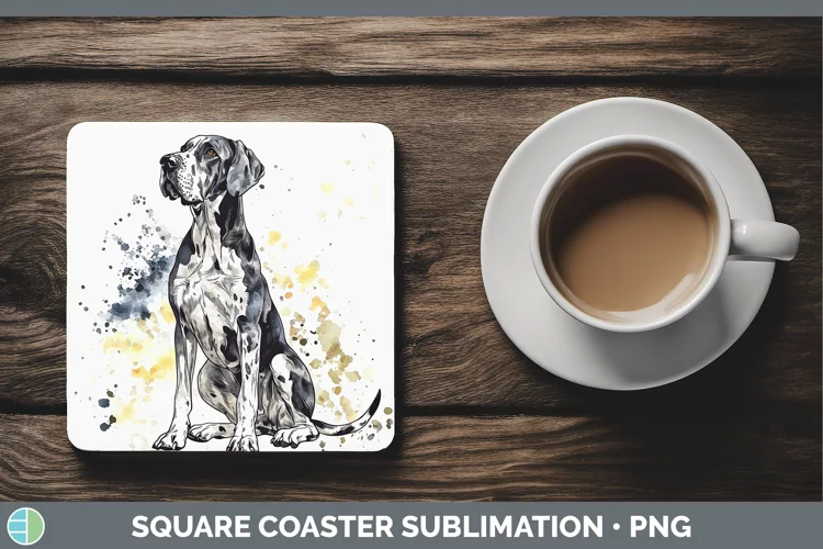 Watercolor Splash Great Dane Square Coaster Sublimation Coas