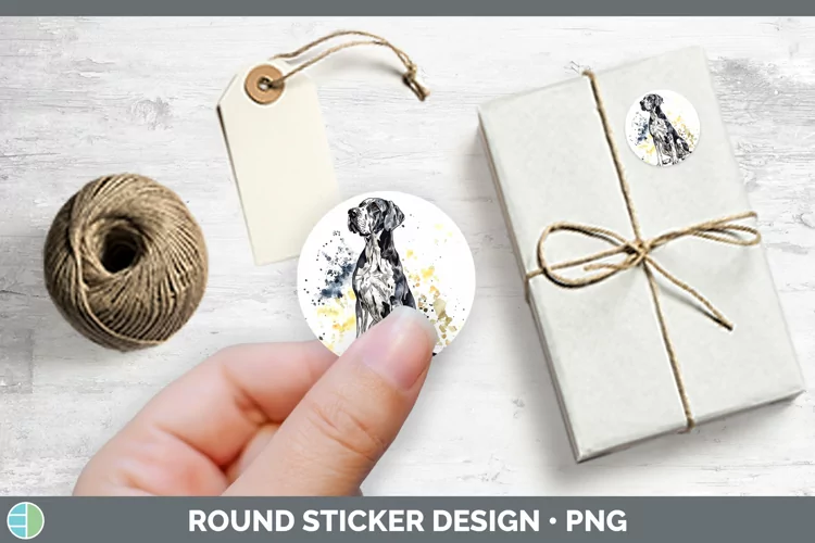 Watercolor Splash Great Dane Stickers | Round Labels Designs