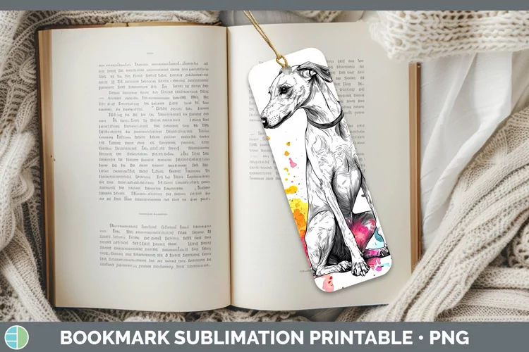 Watercolor Splash Greyhound Bookmark Sublimation Printable D