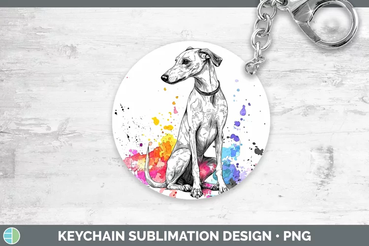 Watercolor Splash Greyhound Keychain Sublimation Keyring Des