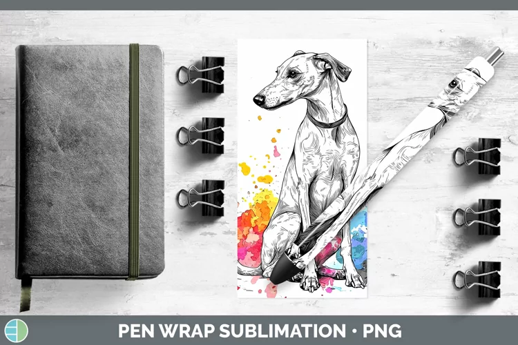 Watercolor Splash Greyhound Pen Wrap Sublimation Pen Designs