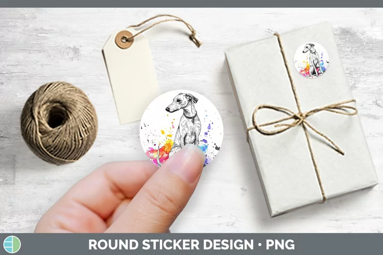 Watercolor Splash Greyhound Stickers | Round Labels Designs