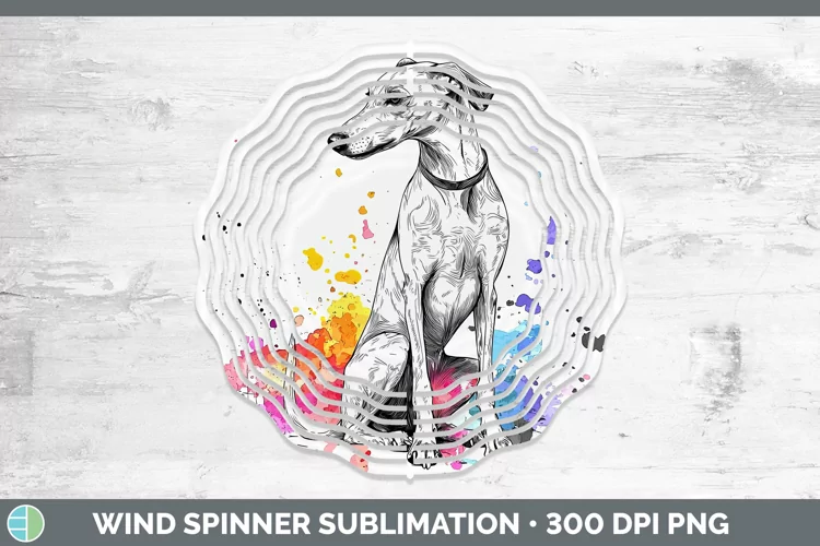 Watercolor Splash Greyhound Wind Spinner Sublimation Spinner