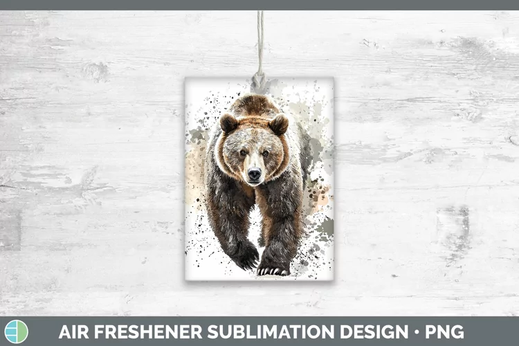 Watercolor Splash Grizzly Bear Air Freshener Sublimation Car