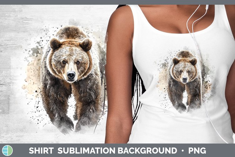Watercolor Splash Grizzly Bear Shirt Sublimation Sublimation