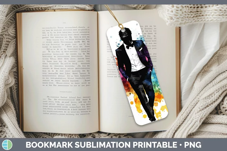 Watercolor Splash Groom Bookmark Sublimation Printable Desig