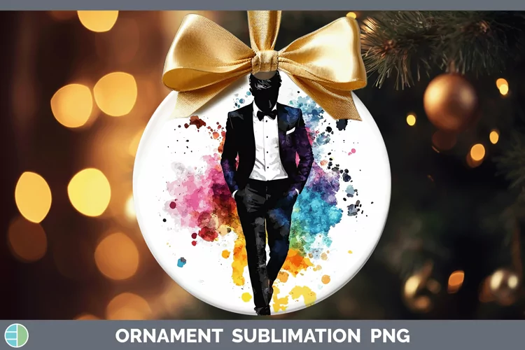 Watercolor Splash Groom Ornament Sublimation Bauble Designs
