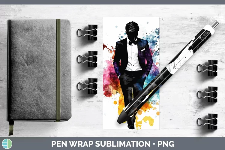 Watercolor Splash Groom Pen Wrap Sublimation Pen Designs