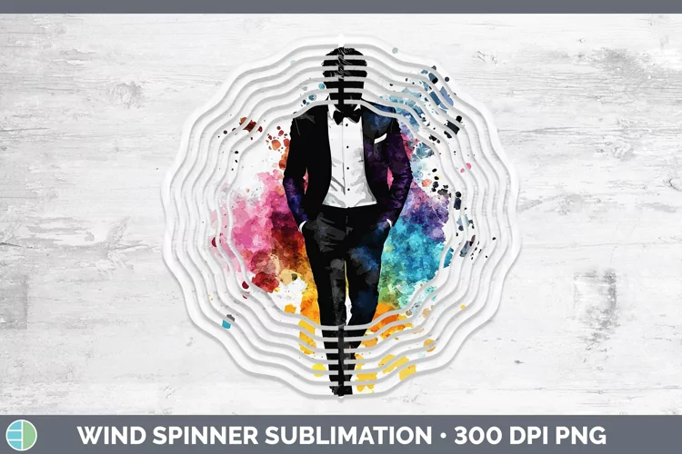 Watercolor Splash Groom Wind Spinner Sublimation Spinner Des