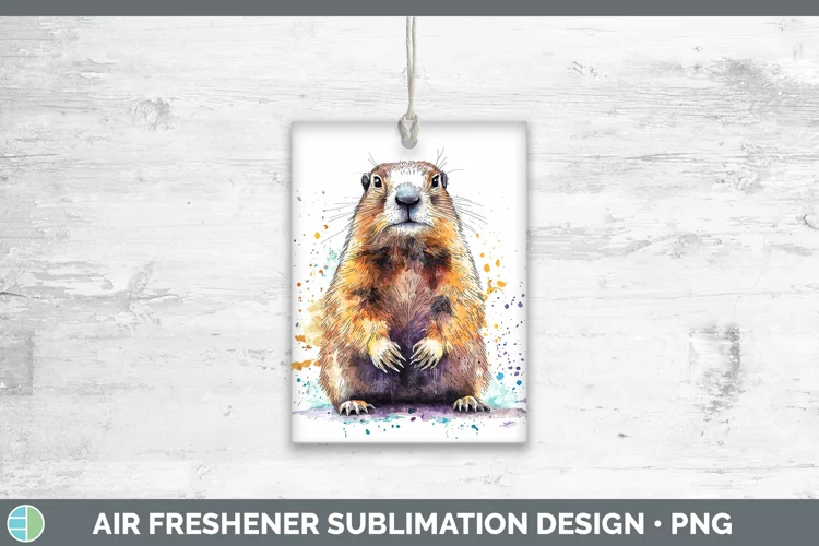 Watercolor Splash Groundhog Air Freshener Sublimation Car Fr