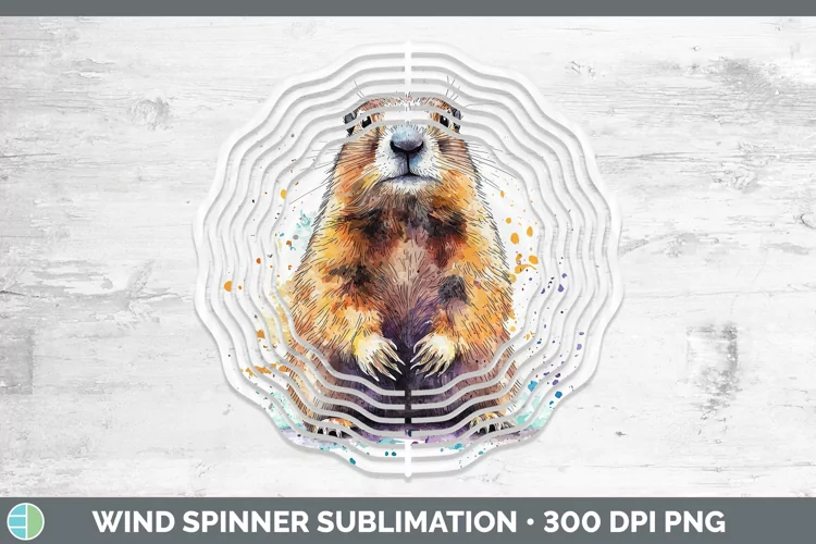 Watercolor Splash Groundhog Wind Spinner Sublimation Spinner