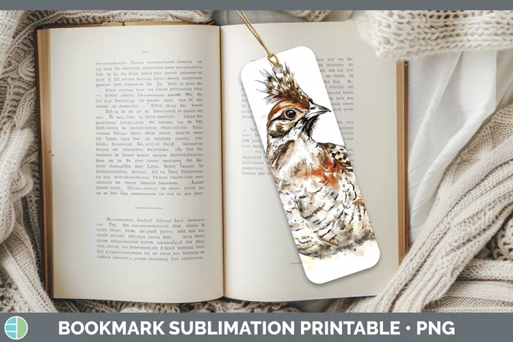 Watercolor Splash Grouse Bookmark Sublimation Printable Desi