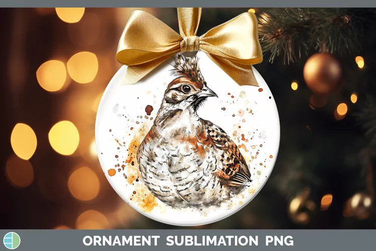 Watercolor Splash Grouse Ornament Sublimation Bauble Designs