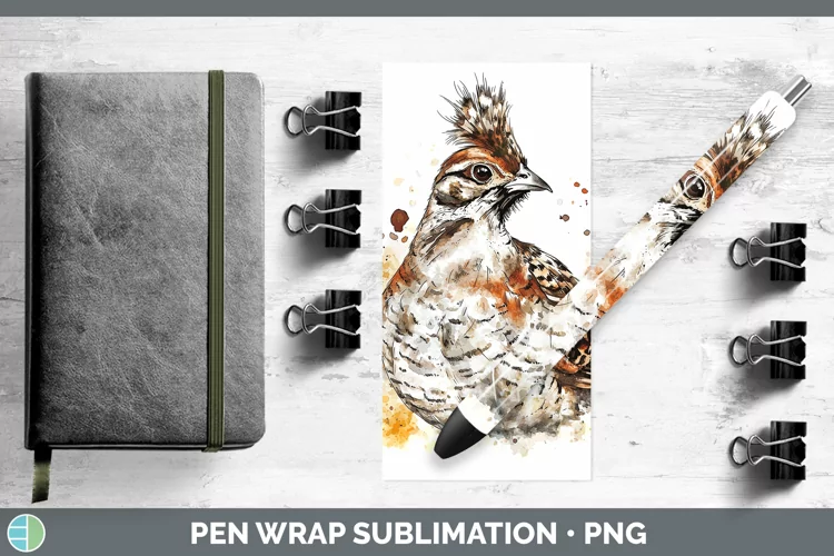 Watercolor Splash Grouse Pen Wrap Sublimation Pen Designs