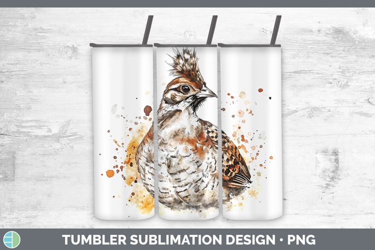 Watercolor Splash Grouse Tumbler Sublimation 20 oz Skinny Tu