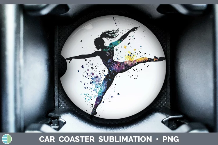 Watercolor Splash Gymnast Car Coaster Sublimation Designs